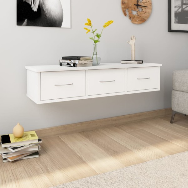 Estante cajones para pared contrachapada blanco 88x26x18,5 cm Estante cajones para pared contrachapada blanco 88x26x18,5 cm