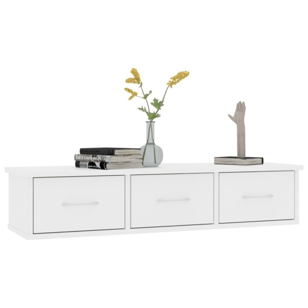 Estante cajones para pared contrachapada blanco 88x26x18,5 cm Estante cajones para pared contrachapada blanco 88x26x18,5 cm