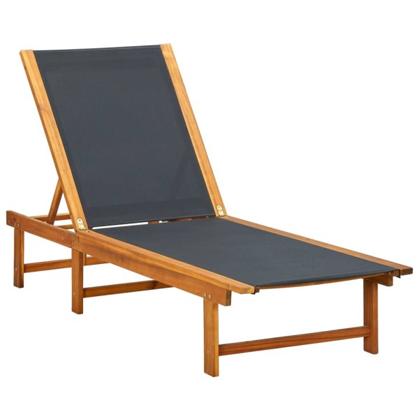 Tumbona con mesita de madera maciza de acacia y textilene Tumbona con mesita de madera maciza de acacia y textilene