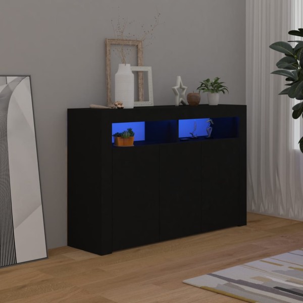 Aparador con luces LED negro 115,5x30x75 cm Aparador con luces LED negro 115,5x30x75 cm