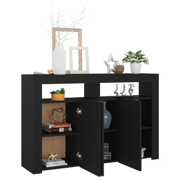 Aparador con luces LED negro 115,5x30x75 cm Aparador con luces LED negro 115,5x30x75 cm