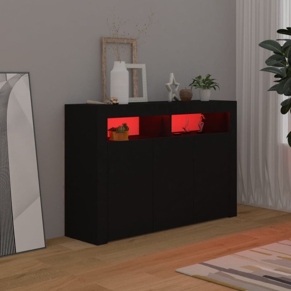 Aparador con luces LED negro 115,5x30x75 cm Aparador con luces LED negro 115,5x30x75 cm