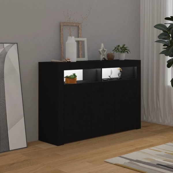 Aparador con luces LED negro 115,5x30x75 cm Aparador con luces LED negro 115,5x30x75 cm