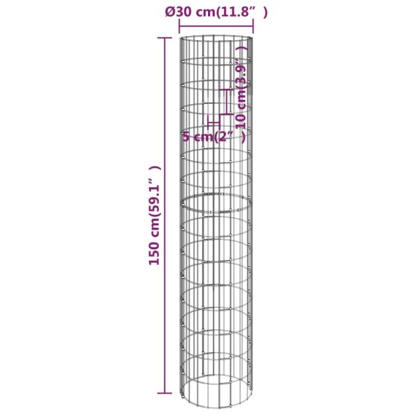 Arriate gaviones circular 3 uds acero galvanizado Ø30x150 cm Arriate gaviones circular 3 uds acero galvanizado Ø30x150 cm