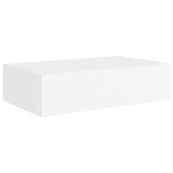 Estante con cajón de pared MDF blanco 40x23,5x10 cm Estante con cajón de pared MDF blanco 40x23,5x10 cm