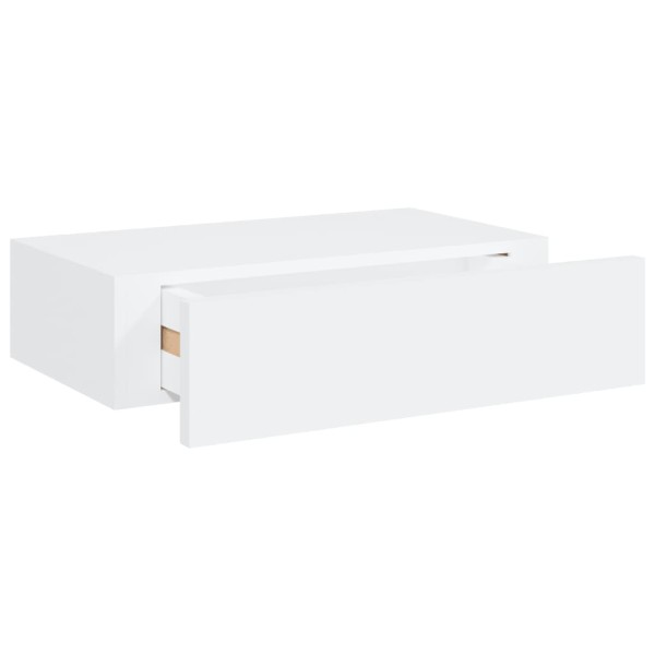 Estante con cajón de pared MDF blanco 40x23,5x10 cm Estante con cajón de pared MDF blanco 40x23,5x10 cm
