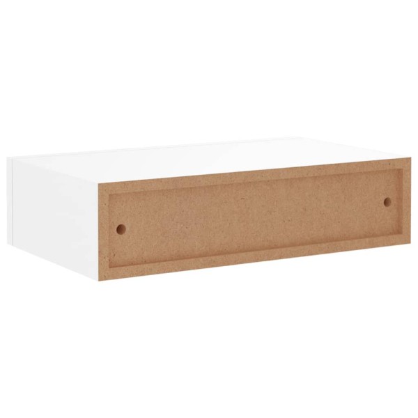 Estante con cajón de pared MDF blanco 40x23,5x10 cm Estante con cajón de pared MDF blanco 40x23,5x10 cm
