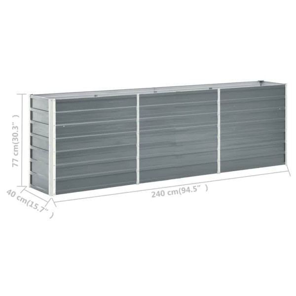 Arriate de jardín de acero galvanizado gris 240x40x77 cm Arriate de jardín de acero galvanizado gris 240x40x77 cm