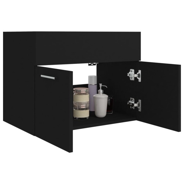 Armario para lavabo madera contrachapada negro 60x38,5x46 cm