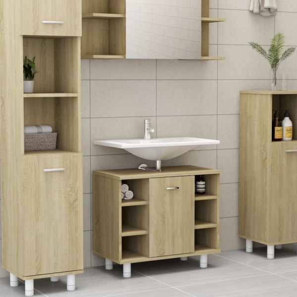 Armario de baño madera contrachapada color roble 60x32x53,5 cm Armario de baño madera contrachapada color roble 60x32x53,5 cm
