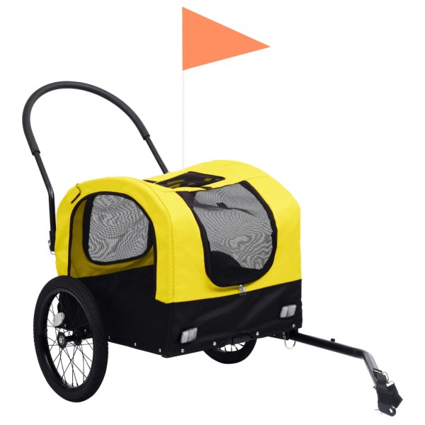 Remolque de bicicleta mascotas cochecito 2 en 1 amarillo negro Remolque de bicicleta mascotas cochecito 2 en 1 amarillo negro