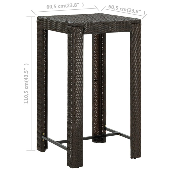 Mesa alta para jardín ratán sintético marrón 60,5x60,5x110,5 cm Mesa alta para jardín ratán sintético marrón 60,5x60,5x110,5 cm