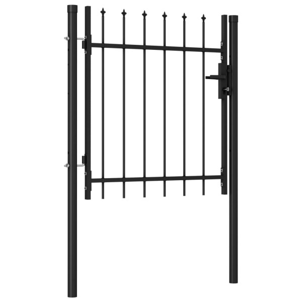 Cancela de valla con una puerta y puntas acero negro 1x1 m Cancela de valla con una puerta y puntas acero negro 1x1 m