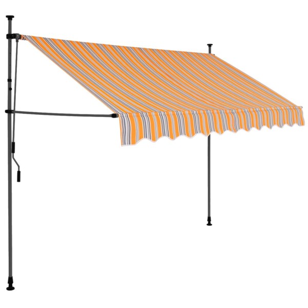 Toldo retráctil manual con LED amarillo y azul 300 cm Toldo retráctil manual con LED amarillo y azul 300 cm