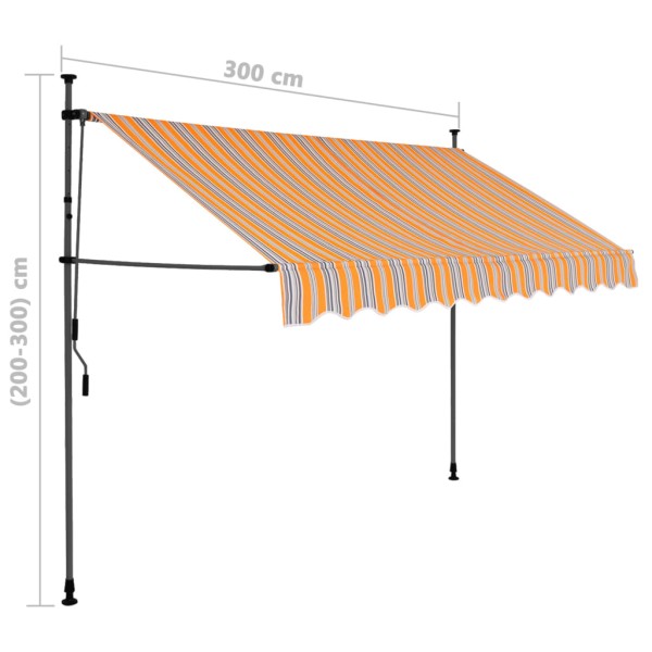 Toldo retráctil manual con LED amarillo y azul 300 cm Toldo retráctil manual con LED amarillo y azul 300 cm