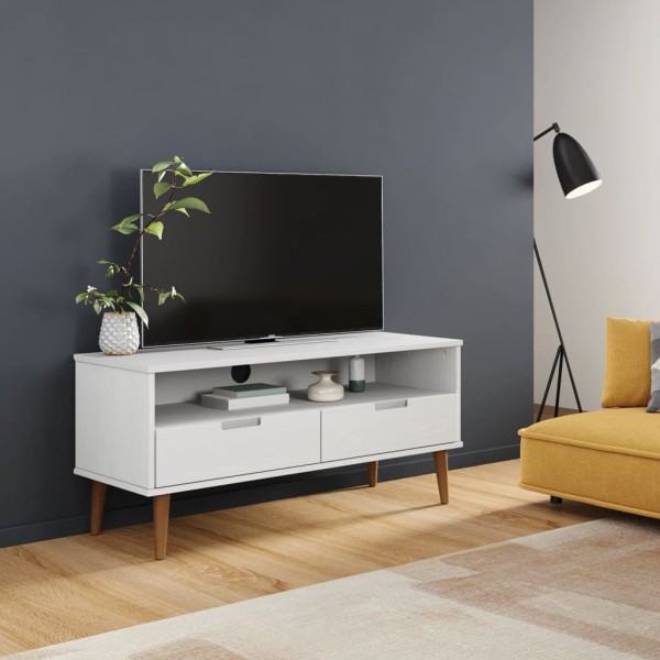 Mueble de TV MOLDE madera maciza de pino blanco 106x40x49 cm Mueble de TV MOLDE madera maciza de pino blanco 106x40x49 cm