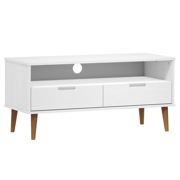 Mueble de TV MOLDE madera maciza de pino blanco 106x40x49 cm Mueble de TV MOLDE madera maciza de pino blanco 106x40x49 cm
