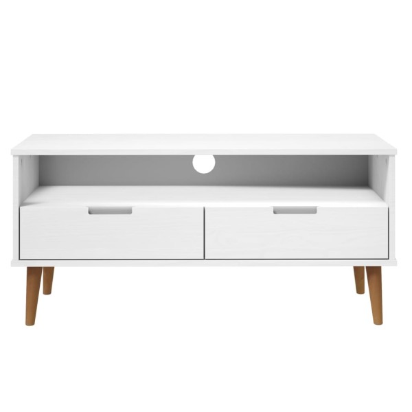 Mueble de TV MOLDE madera maciza de pino blanco 106x40x49 cm Mueble de TV MOLDE madera maciza de pino blanco 106x40x49 cm
