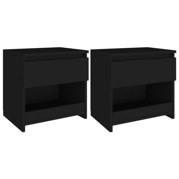 Mesitas de noche 2 uds madera contrachapada negro 40x30x39 cm Mesitas de noche 2 uds madera contrachapada negro 40x30x39 cm