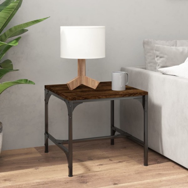 Mesa auxiliar madera contrachapada roble ahumado 40x40x35 cm Mesa auxiliar madera contrachapada roble ahumado 40x40x35 cm
