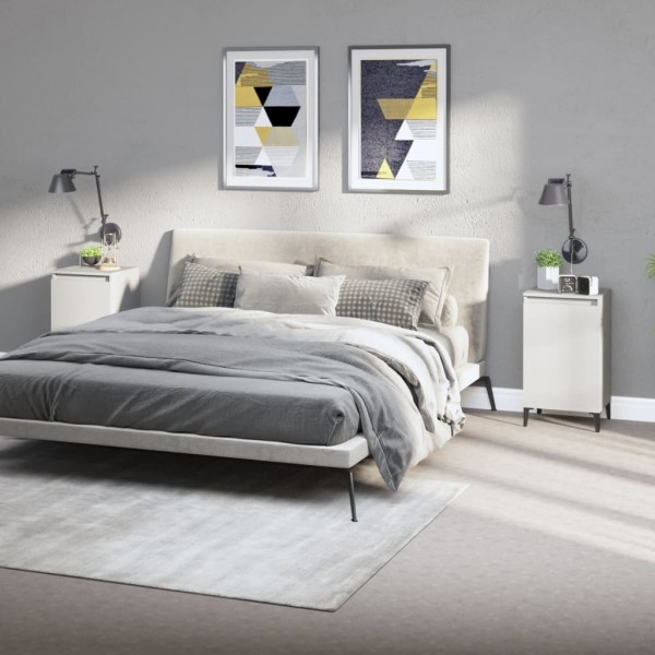 Mesitas de noche 2 uds madera contrachapada blanco 40x35x70 cm Mesitas de noche 2 uds madera contrachapada blanco 40x35x70 cm