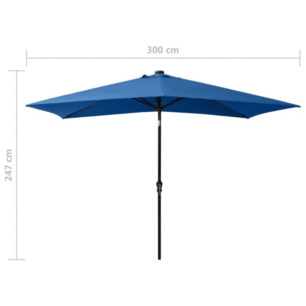Sombrilla con LED y poste de acero azul azure 2x3 m Sombrilla con LED y poste de acero azul azure 2x3 m