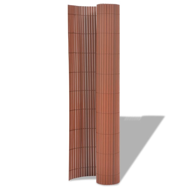 Valla de jardín de doble cara marrón PVC 90x300 cm Valla de jardín de doble cara marrón PVC 90x300 cm
