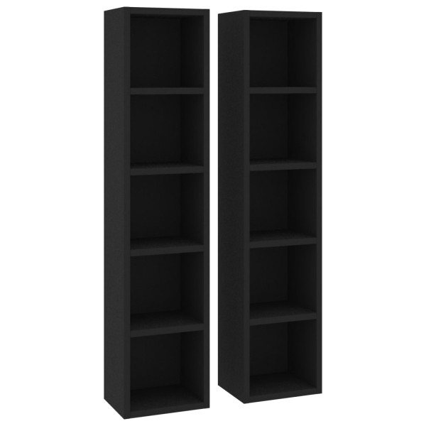 Estantería para CDs 2 uds contrachapada negro 21x16x93,5 cm Estantería para CDs 2 uds contrachapada negro 21x16x93,5 cm