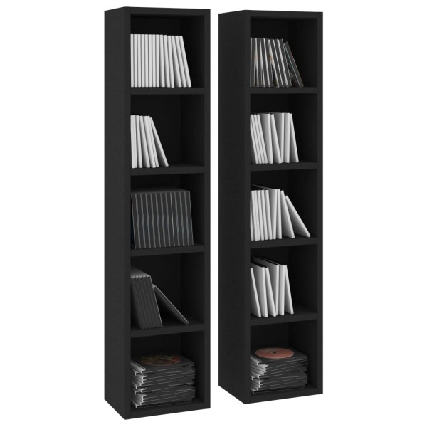 Estantería para CDs 2 uds contrachapada negro 21x16x93,5 cm Estantería para CDs 2 uds contrachapada negro 21x16x93,5 cm
