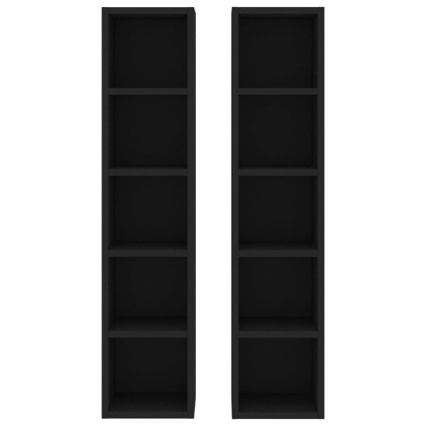 Estantería para CDs 2 uds contrachapada negro 21x16x93,5 cm Estantería para CDs 2 uds contrachapada negro 21x16x93,5 cm
