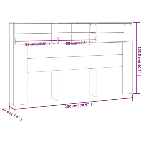 Mueble cabecero color roble Sonoma 180x19x103,5 cm Mueble cabecero color roble Sonoma 180x19x103,5 cm