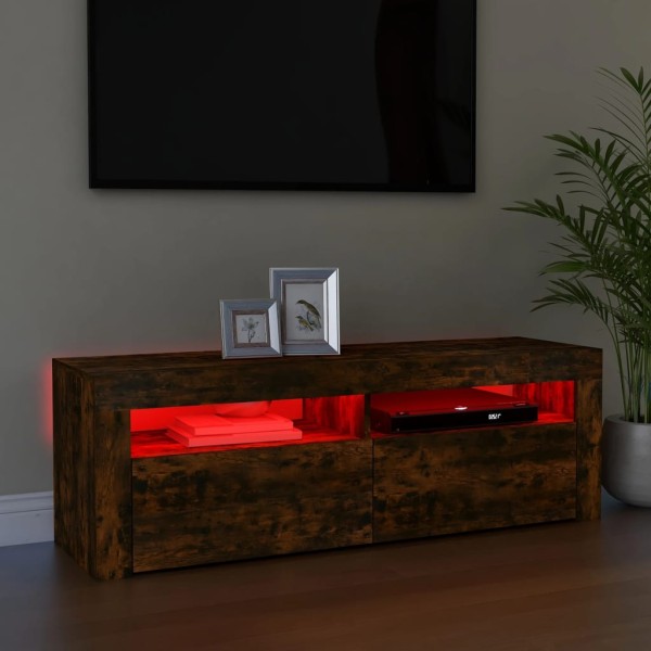 Mueble de TV con luces LED color roble ahumado 120x35x40 cm Mueble de TV con luces LED color roble ahumado 120x35x40 cm
