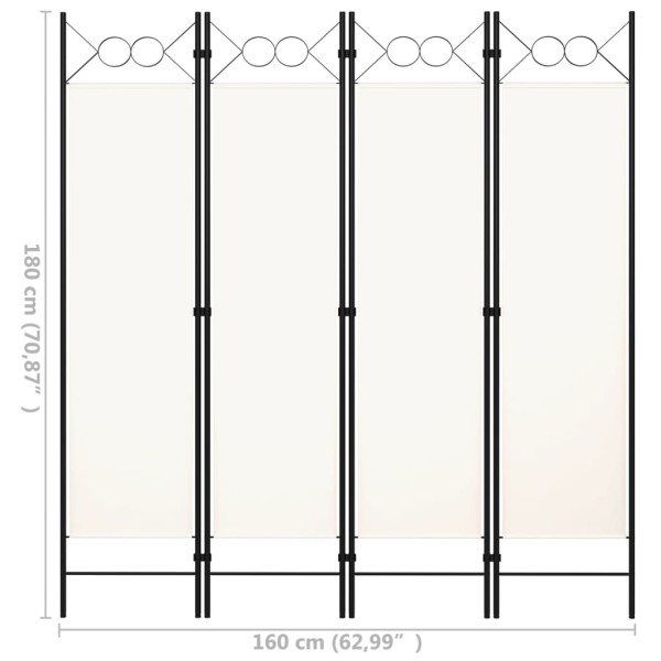 Biombo divisor de 4 paneles blanco crema 160x180 cm Biombo divisor de 4 paneles blanco crema 160x180 cm