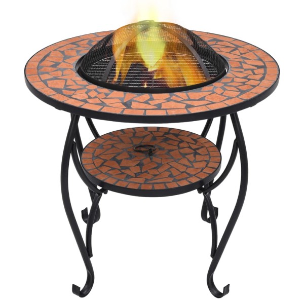Mesita con brasero de mosaico cerámica terracota 68 cm Mesita con brasero de mosaico cerámica terracota 68 cm