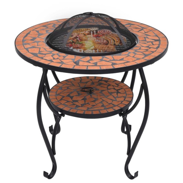 Mesita con brasero de mosaico cerámica terracota 68 cm Mesita con brasero de mosaico cerámica terracota 68 cm