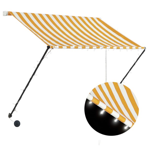 Toldo retráctil con LED amarillo y blanco 150x150 cm Toldo retráctil con LED amarillo y blanco 150x150 cm