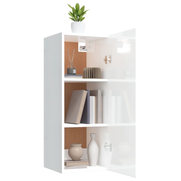 Armario pared madera contrachapada blanco brillo 34,5x34x90 cm Armario pared madera contrachapada blanco brillo 34,5x34x90 cm