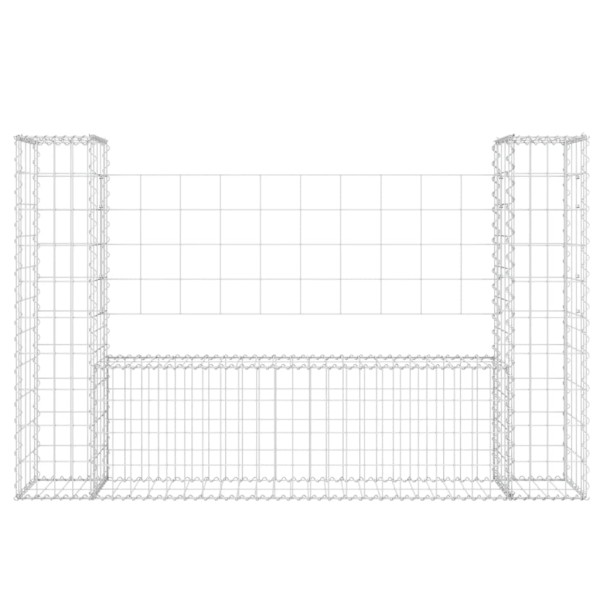 Cesta de gaviones forma de U 2 postes de hierro 140x20x100 cm Cesta de gaviones forma de U 2 postes de hierro 140x20x100 cm