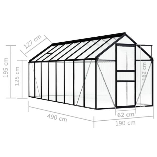Invernadero de aluminio gris antracita 9,31 m² Invernadero de aluminio gris antracita 9,31 m²