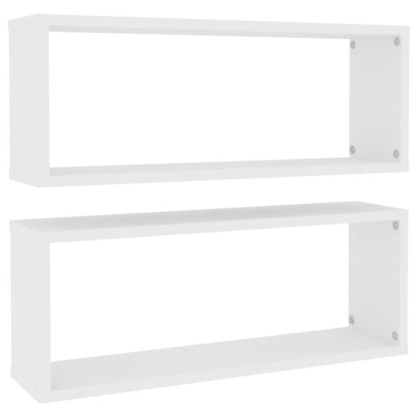 Estante cubo de pared 2 uds madera ingeniería blanco 60x15x23cm Estante cubo de pared 2 uds madera ingeniería blanco 60x15x23cm
