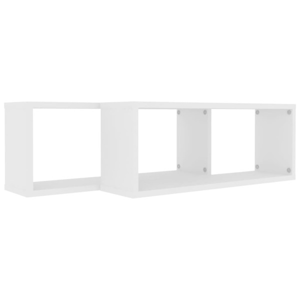 Estante cubo de pared 2 uds madera ingeniería blanco 60x15x23cm Estante cubo de pared 2 uds madera ingeniería blanco 60x15x23cm