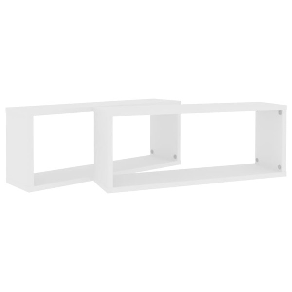 Estante cubo de pared 2 uds madera ingeniería blanco 60x15x23cm Estante cubo de pared 2 uds madera ingeniería blanco 60x15x23cm