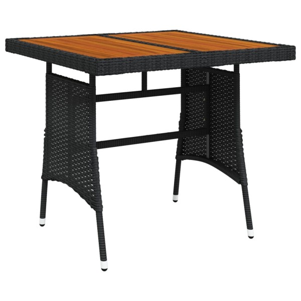 Mesa de jardín ratán sintético y acacia maciza negro 70x70x72cm Mesa de jardín ratán sintético y acacia maciza negro 70x70x72cm