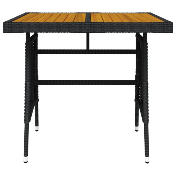 Mesa de jardín ratán sintético y acacia maciza negro 70x70x72cm Mesa de jardín ratán sintético y acacia maciza negro 70x70x72cm