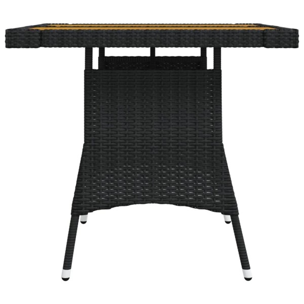 Mesa de jardín ratán sintético y acacia maciza negro 70x70x72cm Mesa de jardín ratán sintético y acacia maciza negro 70x70x72cm
