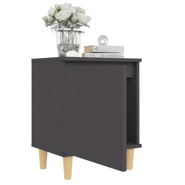 Mesita de noche con patas de madera maciza gris 40x30x50 cm Mesita de noche con patas de madera maciza gris 40x30x50 cm