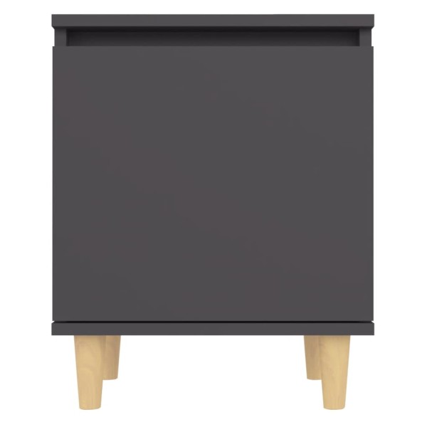 Mesita de noche con patas de madera maciza gris 40x30x50 cm Mesita de noche con patas de madera maciza gris 40x30x50 cm