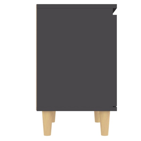 Mesita de noche con patas de madera maciza gris 40x30x50 cm Mesita de noche con patas de madera maciza gris 40x30x50 cm