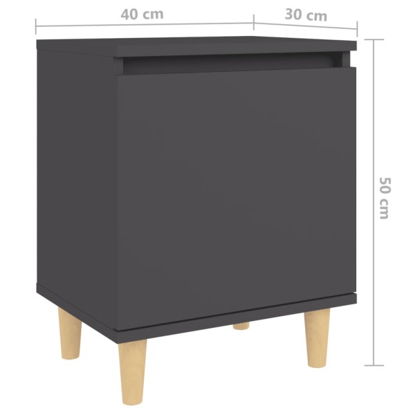 Mesita de noche con patas de madera maciza gris 40x30x50 cm Mesita de noche con patas de madera maciza gris 40x30x50 cm
