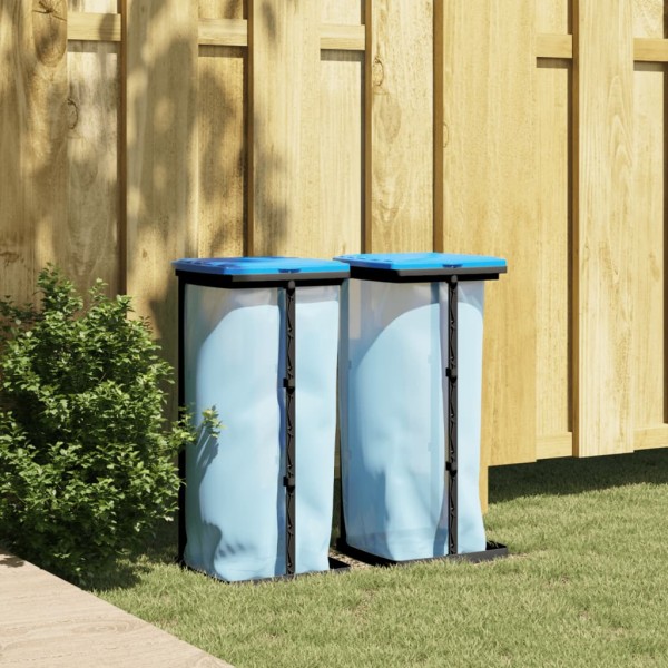 Soportes para bolsas de basura 2 uds PP negro y azul 60 L Soportes para bolsas de basura 2 uds PP negro y azul 60 L